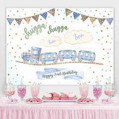 Lofaris Train Happy 2nd Birthday Backdrop for Photoshoot