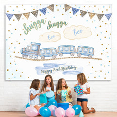 Lofaris Train Happy 2nd Birthday Backdrop for Photoshoot