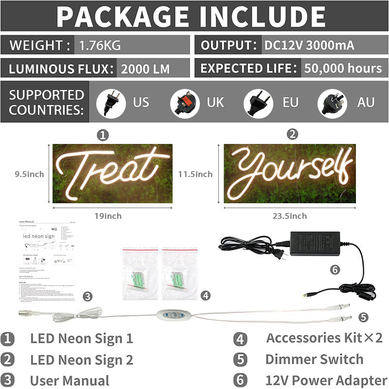 Lofaris Treat yourself LED Neon Sign Party Decor Room Light Art