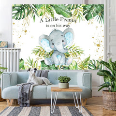 Lofaris Tropical Plants Baby Elephant Bule Shower Backdrop