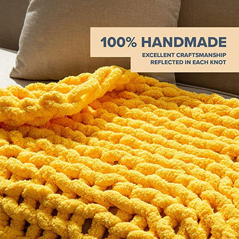 Lofaris Turmeric Yellow Luxury Chunky Knit Blanket For Sofa