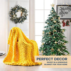 Lofaris Turmeric Yellow Luxury Chunky Knit Blanket For Sofa