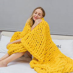 Lofaris Turmeric Yellow Luxury Chunky Knit Blanket For Sofa