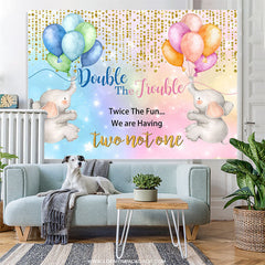 Lofaris Twice The Fun Elephants Balloon Baby Shower Backdrop