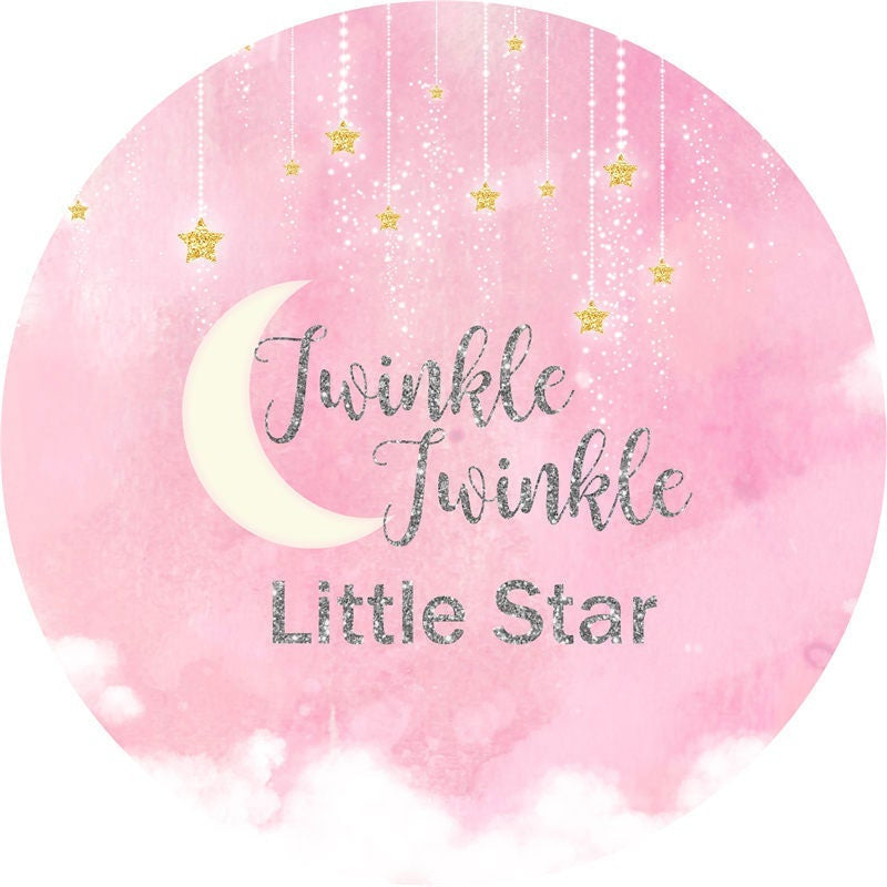 Lofaris Twinkle Themed Pink Girl Baby Shower Round Backdrop