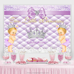 Lofaris Two Little Princesses Purple Crown Baby Shower Backdrop