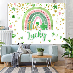 Lofaris Two Lucky Green Heart Rainbow Birthday Backdrop