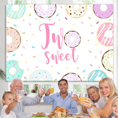 Lofaris Two Sweet Donut themed Happy 2Rd Birthday Backdrop
