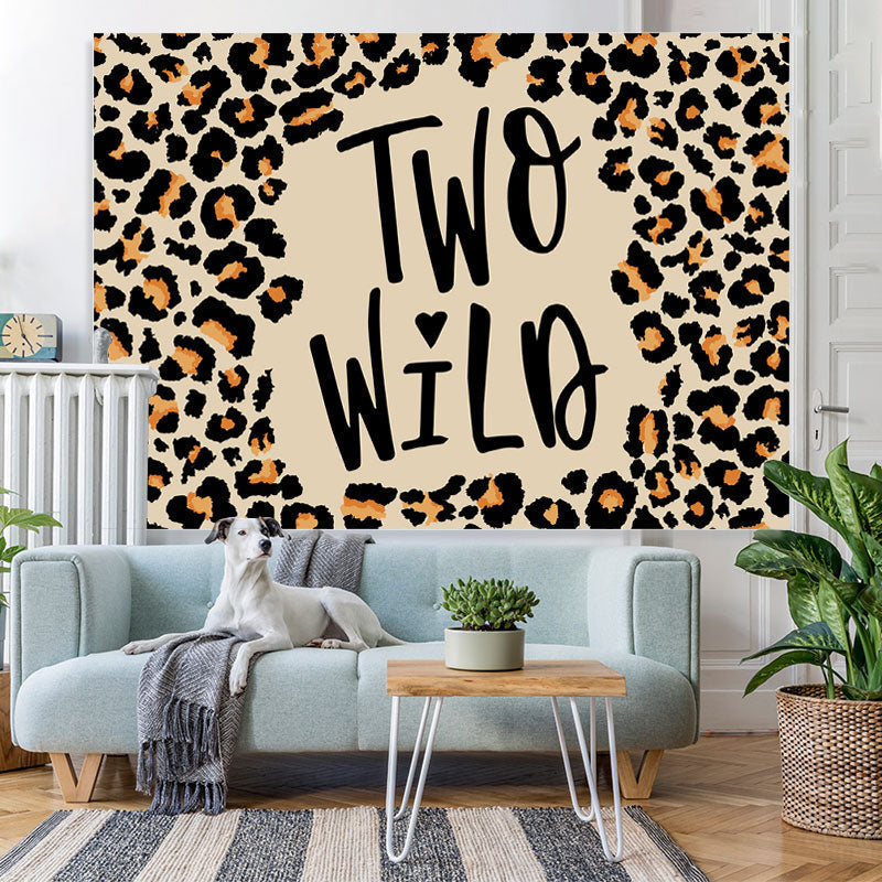 Lofaris Two Wild Leopard Grain Happy 2Nd Birthday Backdrop