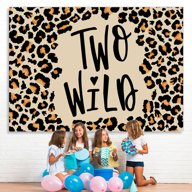 Lofaris Two Wild Leopard Grain Happy 2Nd Birthday Backdrop