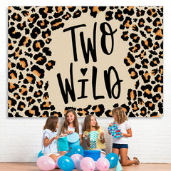 Lofaris Two Wild Leopard Grain Happy 2Nd Birthday Backdrop
