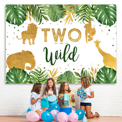 Lofaris Two Wild Tropical Jungle Animals 2nd Birthday Backdrop