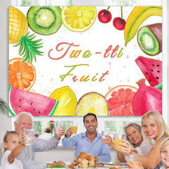 Lofaris Twotti Fruit Cute Cartoon 2rd Birthday Backdrop