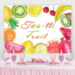 Lofaris Twotti Fruit Cute Cartoon 2rd Birthday Backdrop