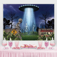 Lofaris UFO Alien Spaceship Science Birthday Party Backdrop For Boy