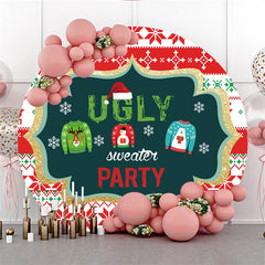 Lofaris Ugly Sweater Happy Birthday Round Backdrop For Party