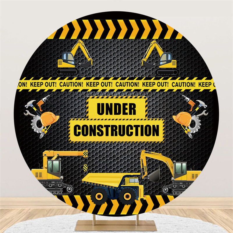 Lofaris Under Construction Black And Yellow Boys Party Backdrop