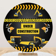 Lofaris Under Construction Black And Yellow Boys Party Backdrop
