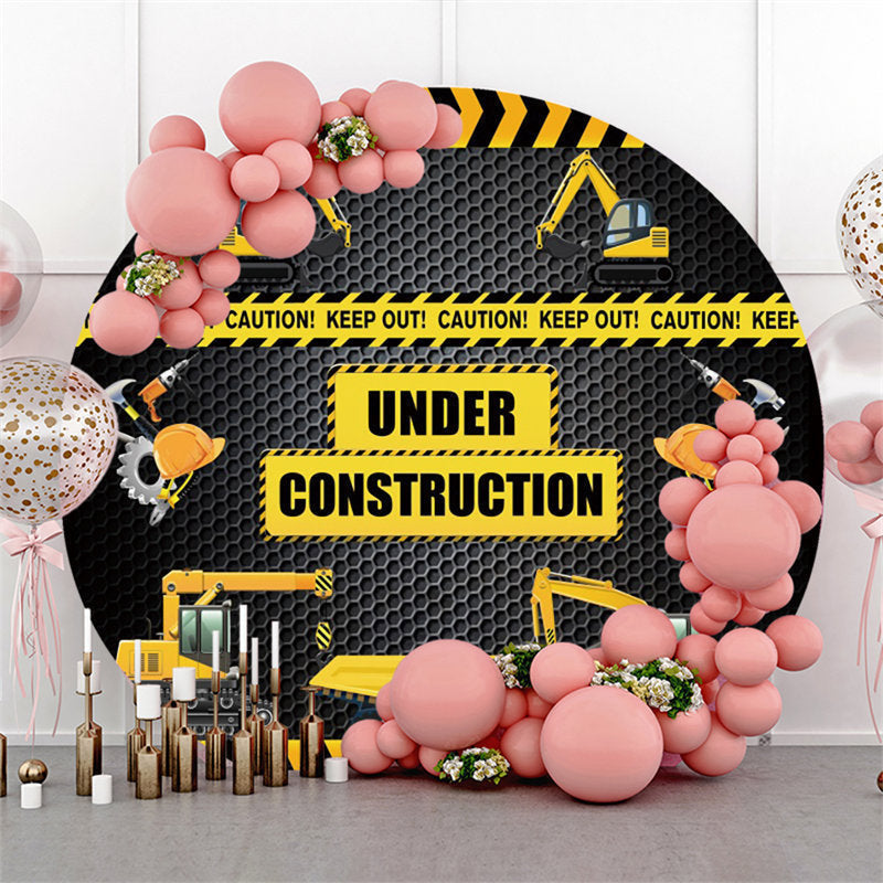 Lofaris Under Construction Black And Yellow Boys Party Backdrop