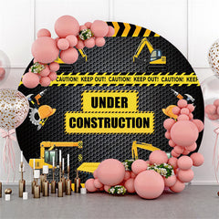 Lofaris Under Construction Black And Yellow Boys Party Backdrop