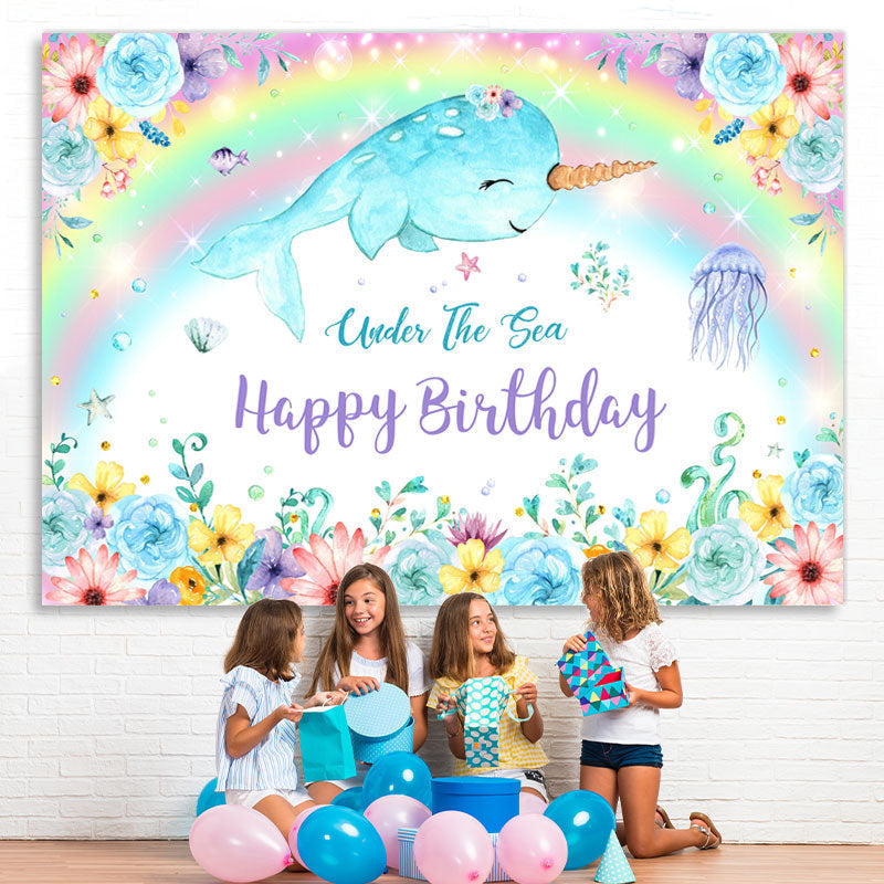 Lofaris Under The Sea Happy Birthday Backdrop For Girl Party