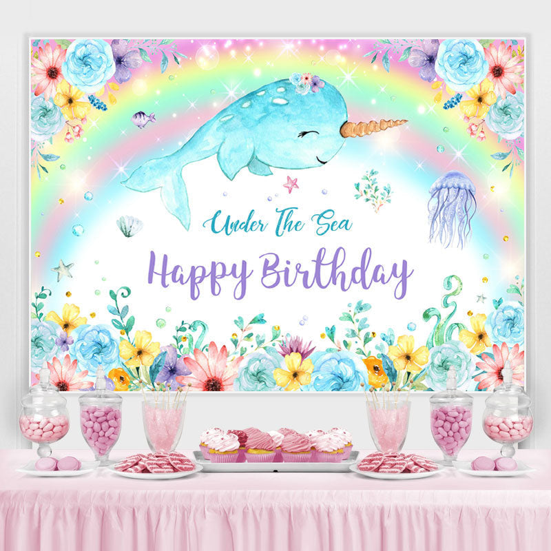 Lofaris Under The Sea Happy Birthday Backdrop For Girl Party