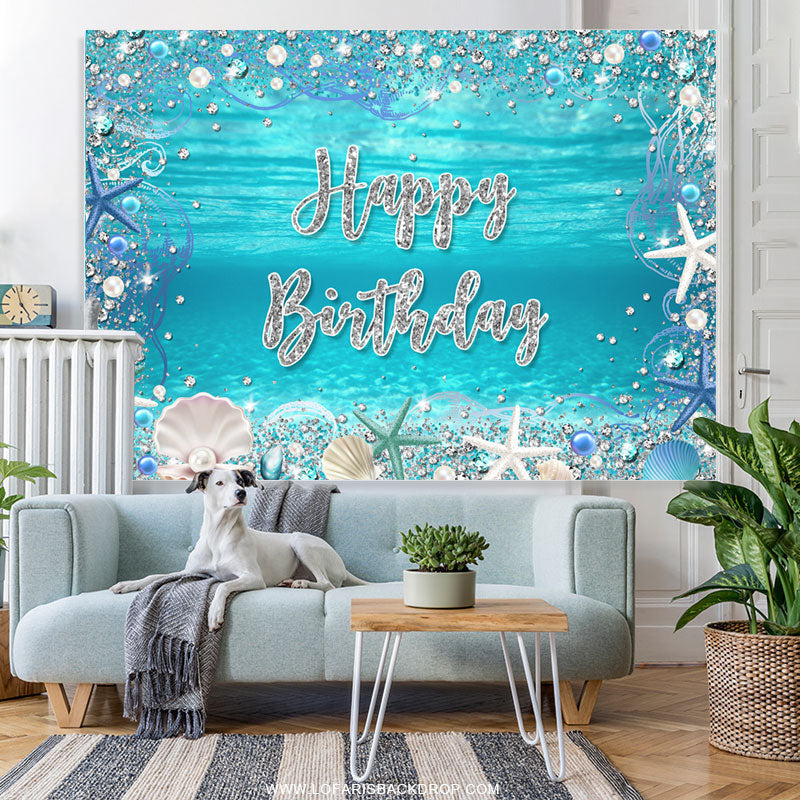 Lofaris Under The Sea Pearl Shell Happy Birthday Backdrop