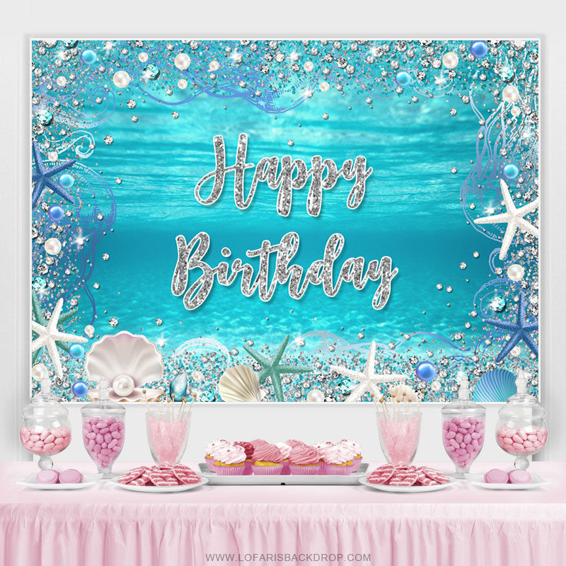 Lofaris Under The Sea Pearl Shell Happy Birthday Backdrop
