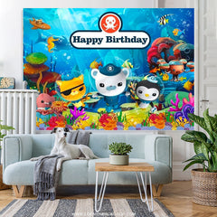 Lofaris Underwater Cartoon Animals Birthday Backdrop For Kids
