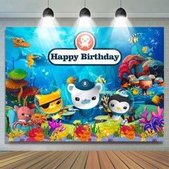 Lofaris Underwater Cartoon Animals Birthday Backdrop For Kids