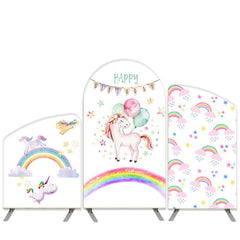 Lofaris Unicorn Theme Balloons And Rainbow Birthday Arch Backdrop Kit