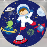 Lofaris Universe Astronaut Round Happy Birthday Backdrop For Boy