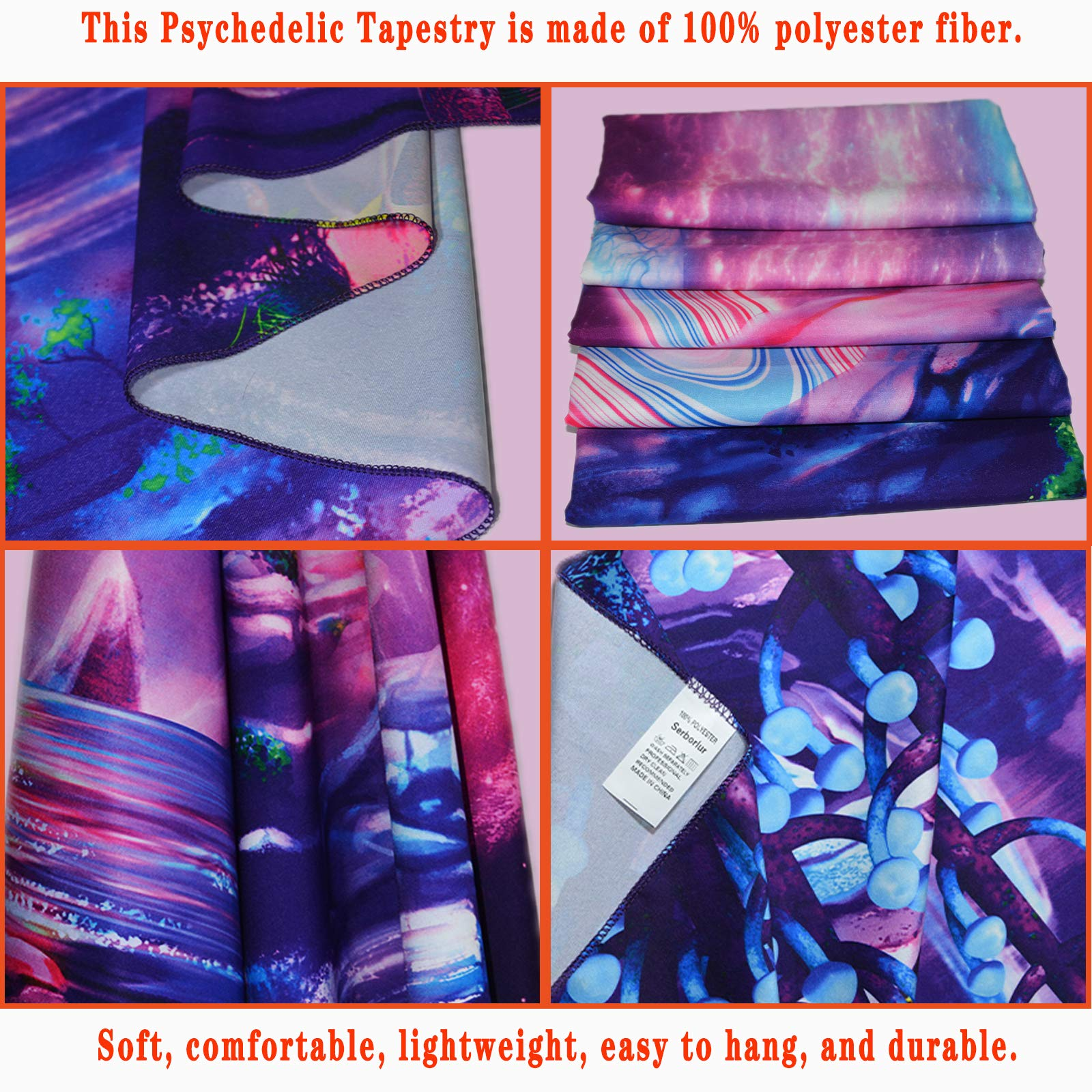 Lofaris UV Blacklight Mushroom Planet Tapestry for Living Room Decor