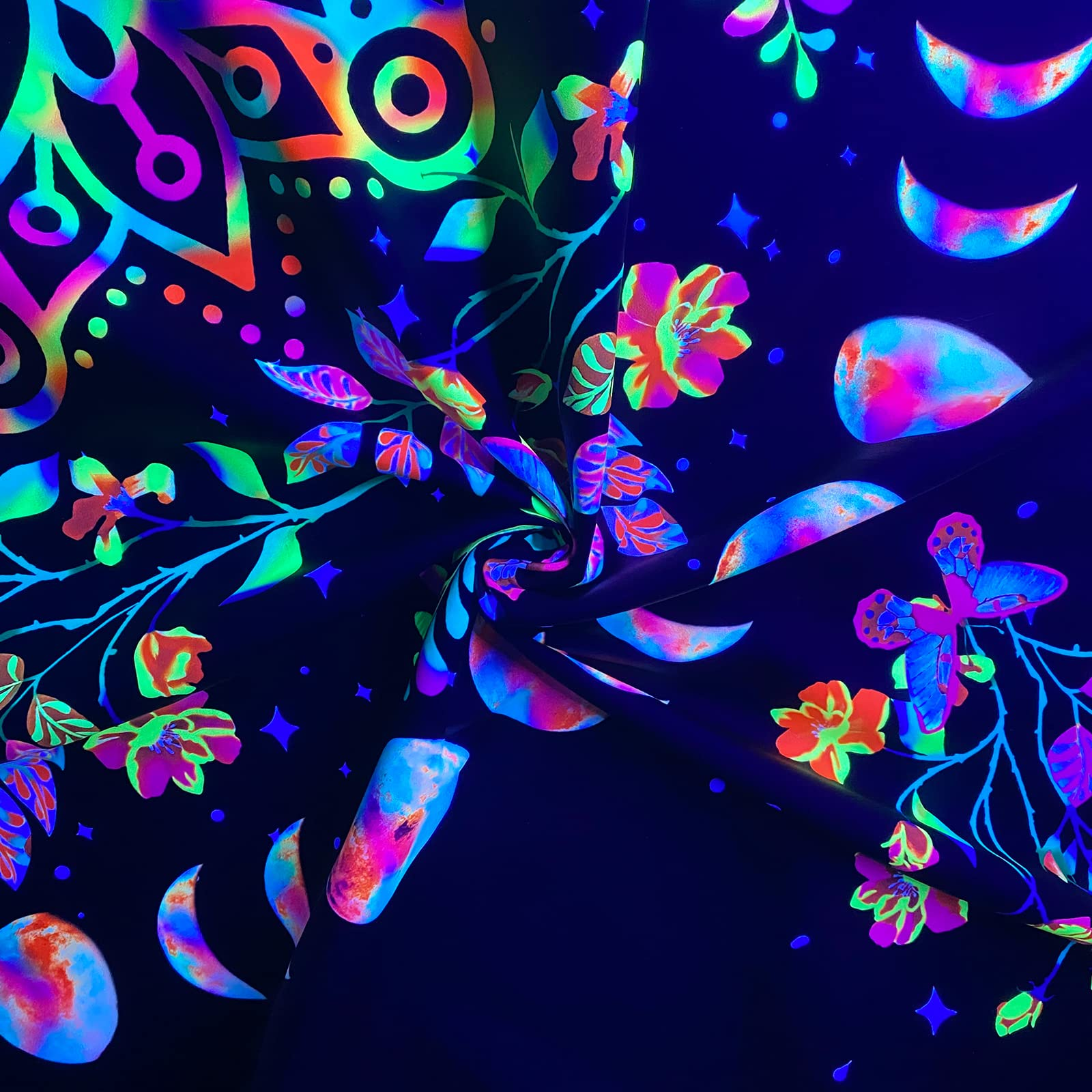 Lofaris UV Blacklight Plant Bohemian Nature Phase Flower Tapestry