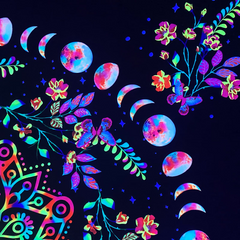 Lofaris UV Blacklight Plant Bohemian Nature Phase Flower Tapestry