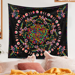 Lofaris UV Blacklight Plant Bohemian Nature Phase Flower Tapestry