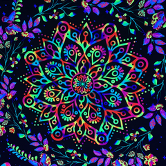Lofaris UV Blacklight Plant Bohemian Nature Phase Flower Tapestry
