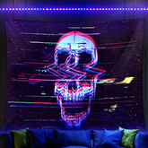 Lofaris UV Reactive Addwel Blacklight Skull Tapestry for Bedroom
