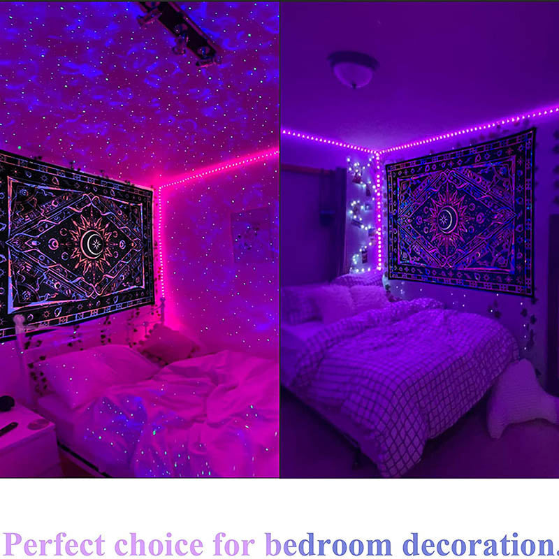 Lofaris UV Reactive Blacklight Hippie Boho Burning Sun Tapestry
