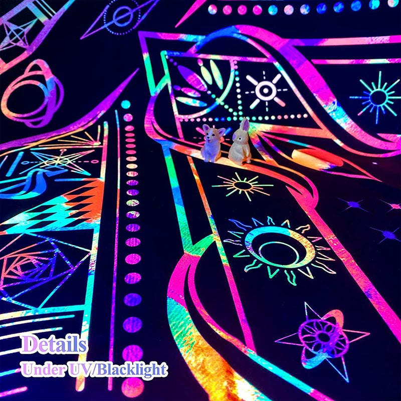 Lofaris UV Reactive Blacklight Hippie Boho Burning Sun Tapestry