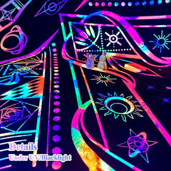 Lofaris UV Reactive Blacklight Hippie Boho Burning Sun Tapestry