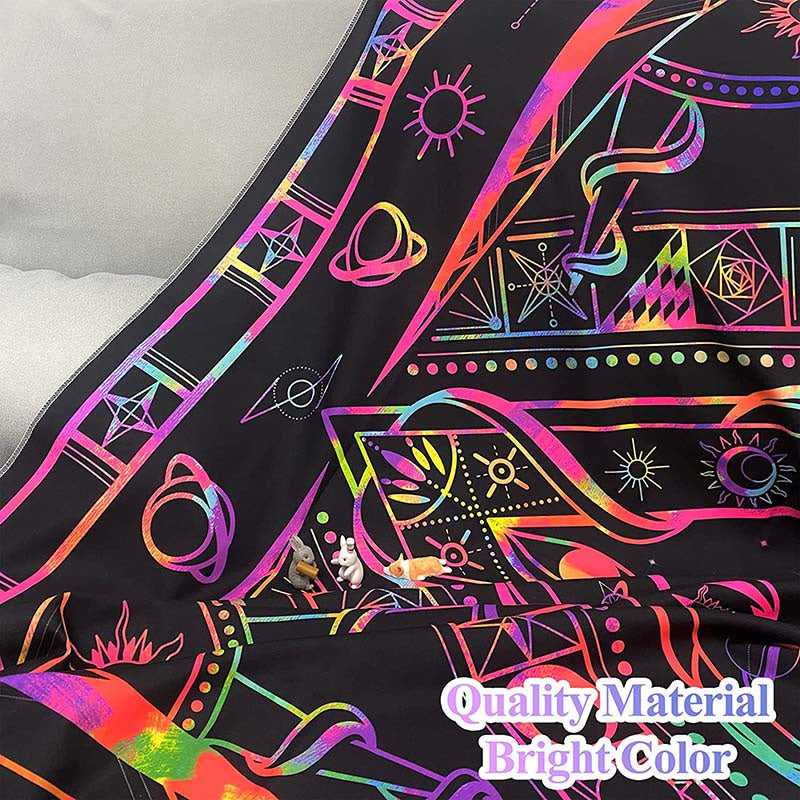 Lofaris UV Reactive Blacklight Hippie Boho Burning Sun Tapestry