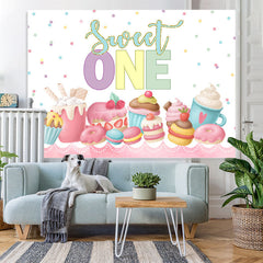 Lofaris Various Snacks And Sweet One Happy Birthday Backdrop