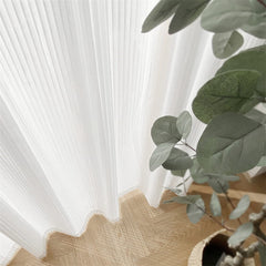 Lofaris Vertical Stripe White Sheer Outdoor Curtains With Top Grommet