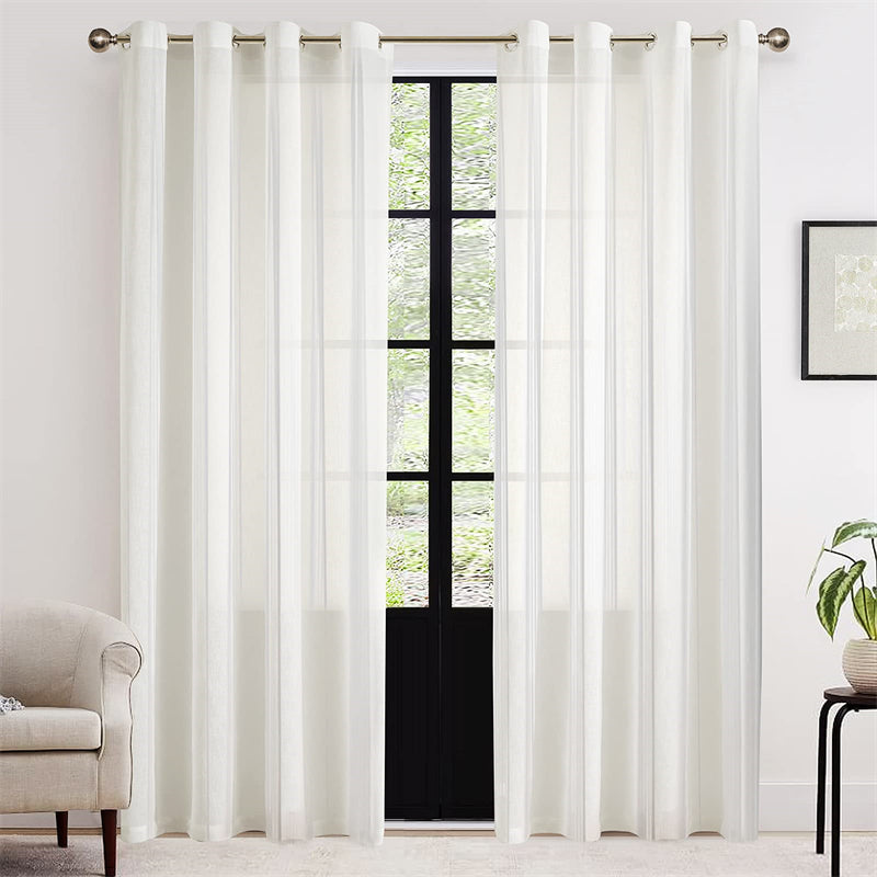 Lofaris Vertical Stripe White Sheer Outdoor Curtains With Top Grommet