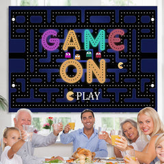 Lofaris Video Game On Maze Colorful Lights Birthday Backdrop