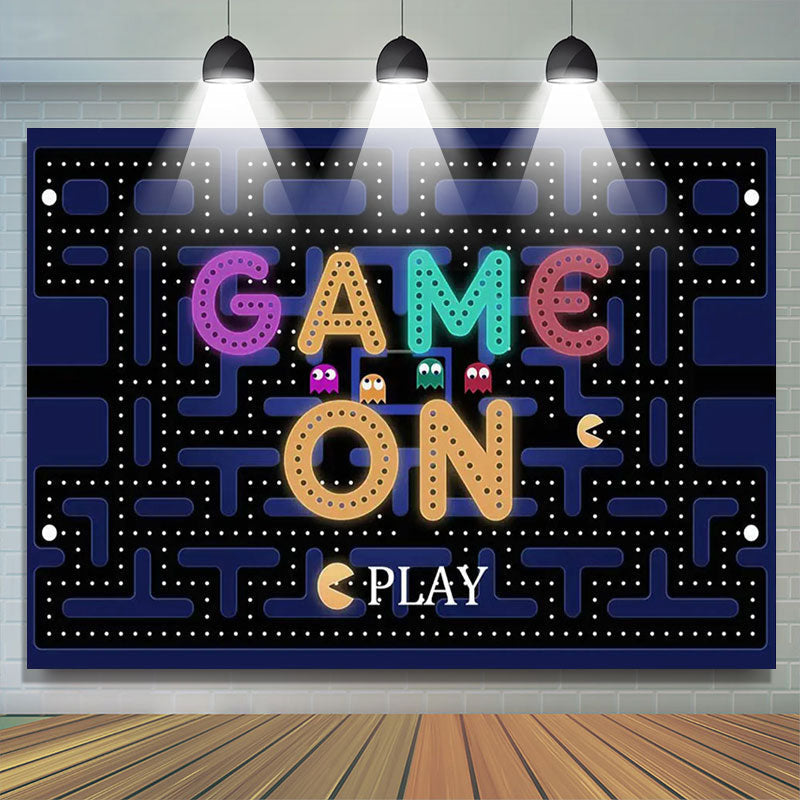 Lofaris Video Game On Maze Colorful Lights Birthday Backdrop