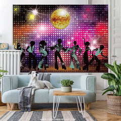Lofaris Vintage 70s Disco Shining Neon Dancer Night Backdrop