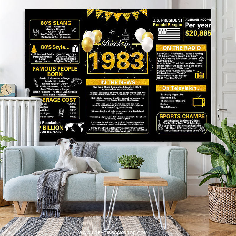 Lofaris Vintage Black Gold Ballon 40th Birthday Backdrop
