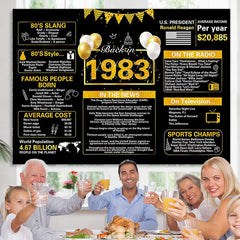 Lofaris Vintage Black Gold Ballon 40th Birthday Backdrop